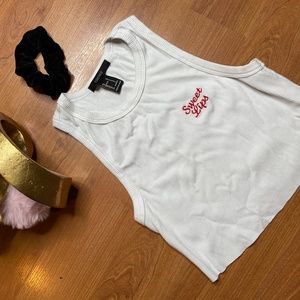 Forever 21 Cropped Tank (white/red letters)